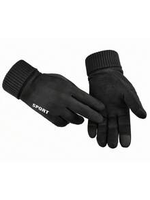 1 双男女通用加厚触摸屏保暖内衬骑行手套适合户外冬季活动 - 黑色 - 查看 3