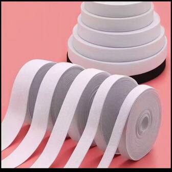 1 Roll/10m White Knitted Elastic Band Wholesale, Flat Elastic Loop With Woven Edge, High Elasticity Trim For Sewing Garments
