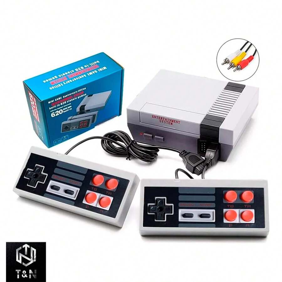 Consola de videojuegos Retro Mini TV de 8 bits con 620 juegos RETRO y 2 controles incluidos T&N Consola de videojuegos Retro Mini TV de 8 bits consolas de video juegos - Blanco y Negro - Ver 1