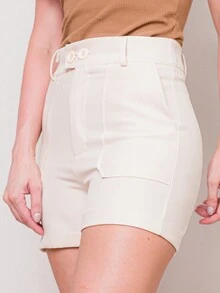 Women Shorts - 米色 - 查看 3