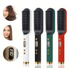LCD Máy duỗi tóc , Ionic Duỗi thẳng Lược , Điện lực Chải , Dụng cụ tạo kiểu tóc Với Nhiều Nhiệt độ Cài đặt Và Sưởi ấm nhanh - Đỏ - Xem 2