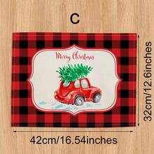 1入聖誕節42x32cm麻棉製檯墊和杯墊,餐廳、餐桌裝飾、隔熱墊,適用於西式料理 - 彩色 - 查看 5