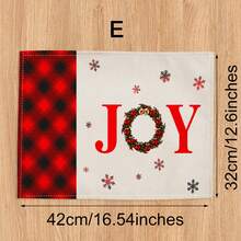 1入聖誕節42x32cm麻棉製檯墊和杯墊,餐廳、餐桌裝飾、隔熱墊,適用於西式料理 - 彩色 - 查看 7