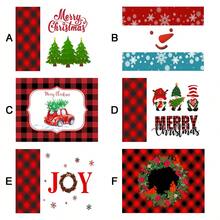 1入聖誕節42x32cm麻棉製檯墊和杯墊,餐廳、餐桌裝飾、隔熱墊,適用於西式料理 - 彩色 - 查看 2