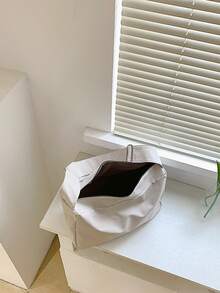 Đúng mốt Linh hoạt Kết cấu Thiết kế Da giả Túi đeo vai , Giải trí , Retro , Rắn màu - trắng - Xem 4