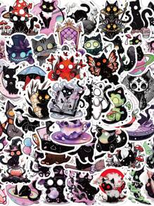 50入組卡通驚嚇貓貼紙,適用於行李箱,吉他,筆記本,diy裝飾