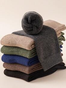 6pairs Men's Thick Regular Mid-calf Socks, Basic Style - Multicolor - View 3