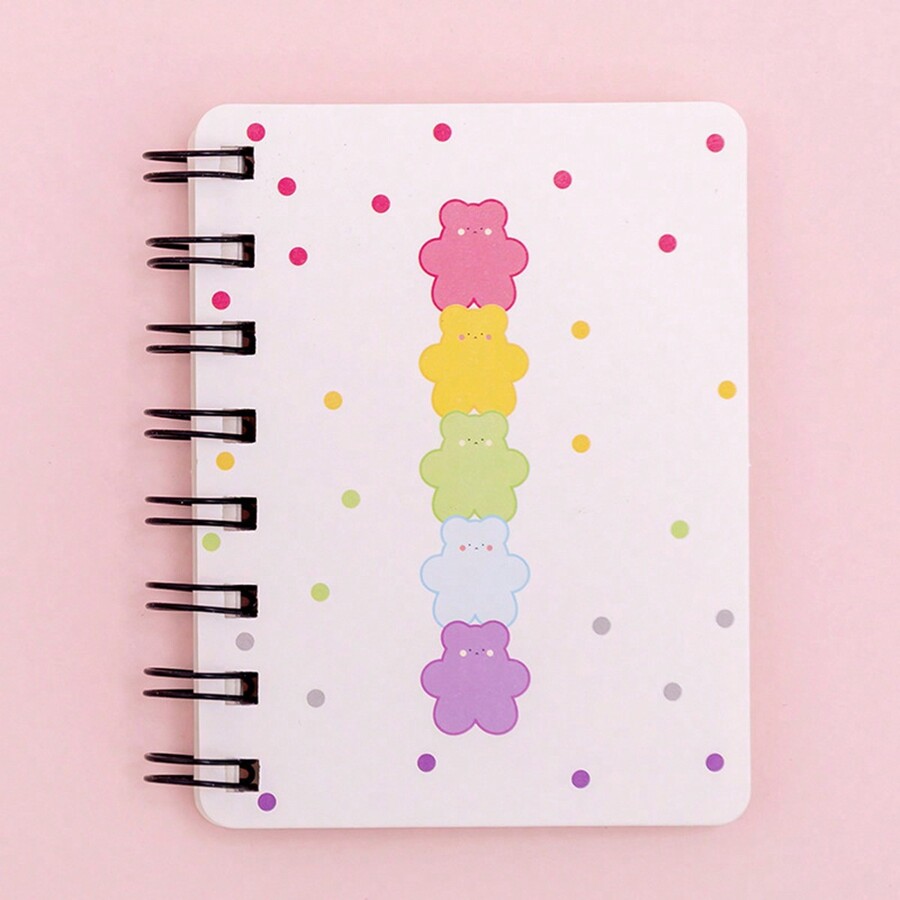Floral Pattern Side Flip Spiral Notebook, Mini Portable Looseleaf