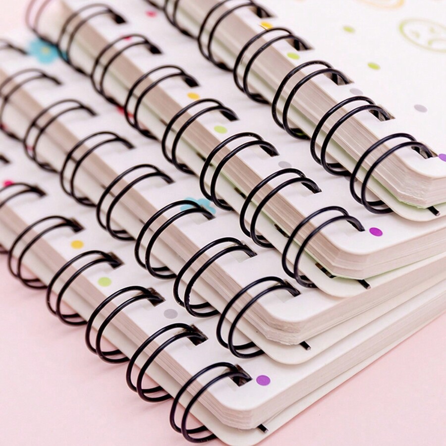 Floral Pattern Side Flip Spiral Notebook, Mini Portable Looseleaf