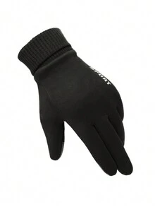 1 双男女通用加厚触摸屏保暖内衬骑行手套适合户外冬季活动 - 黑色 - 查看 2