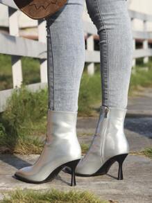 Damski Jesień/zima Moda Szpic Sztylet Obcas Boczny zamek błyskawiczny Rozciągliwy Buty do kostki - Srebro - Zobacz 2