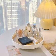 1pc European Style Tray For Entryway, Vanity, Aromatherapy, Cosmetics Storage - White - View 1