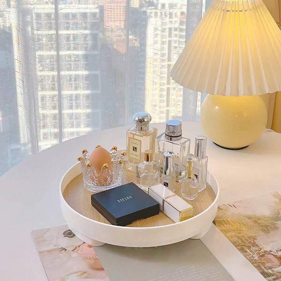 1pc European Style Tray For Entryway, Vanity, Aromatherapy, Cosmetics Storage - White - View 1