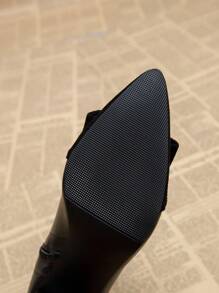 2023 Hàng mới đến Đơn giản Và Thanh lịch Đen Của phụ nữ Giày dép , Dày Block cao gót Pointed Toe Giày ống Ankle Đối với Mùa Thu Và Mùa Đông - màu đen - Xem 6