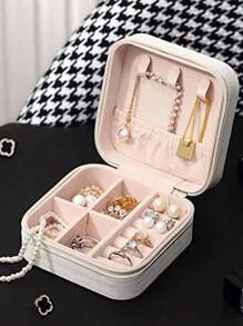 SINAI Small Jewelry Box, Travel Jewelry Box Jewelry Boxes - White - View 1