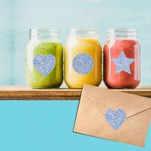 500pcs/roll Laser Holographic Star Stickers For Gift Wrapping And Rewarding Kids - Beige - View 3