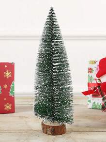 1pc Christmas Mini Tree Decoration With Cedar & White Flocking, Perfect For Desktop And Bar Counter - Multicolor - View 4