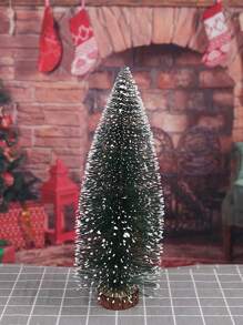 1pc Christmas Mini Tree Decoration With Cedar & White Flocking, Perfect For Desktop And Bar Counter - Multicolor - View 7