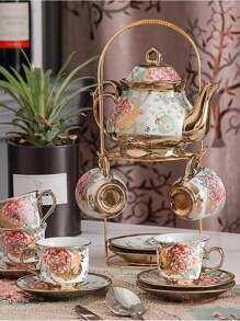 Procurement Of Tea Set With Ceramic Tea Ware, Afternoon Tea Ware, Ceramic Tea Pot, Metallic Tea Set Stand, European-style Adult Ceramic Tea Ware, Flower Tea Set, Women's Tea Ware