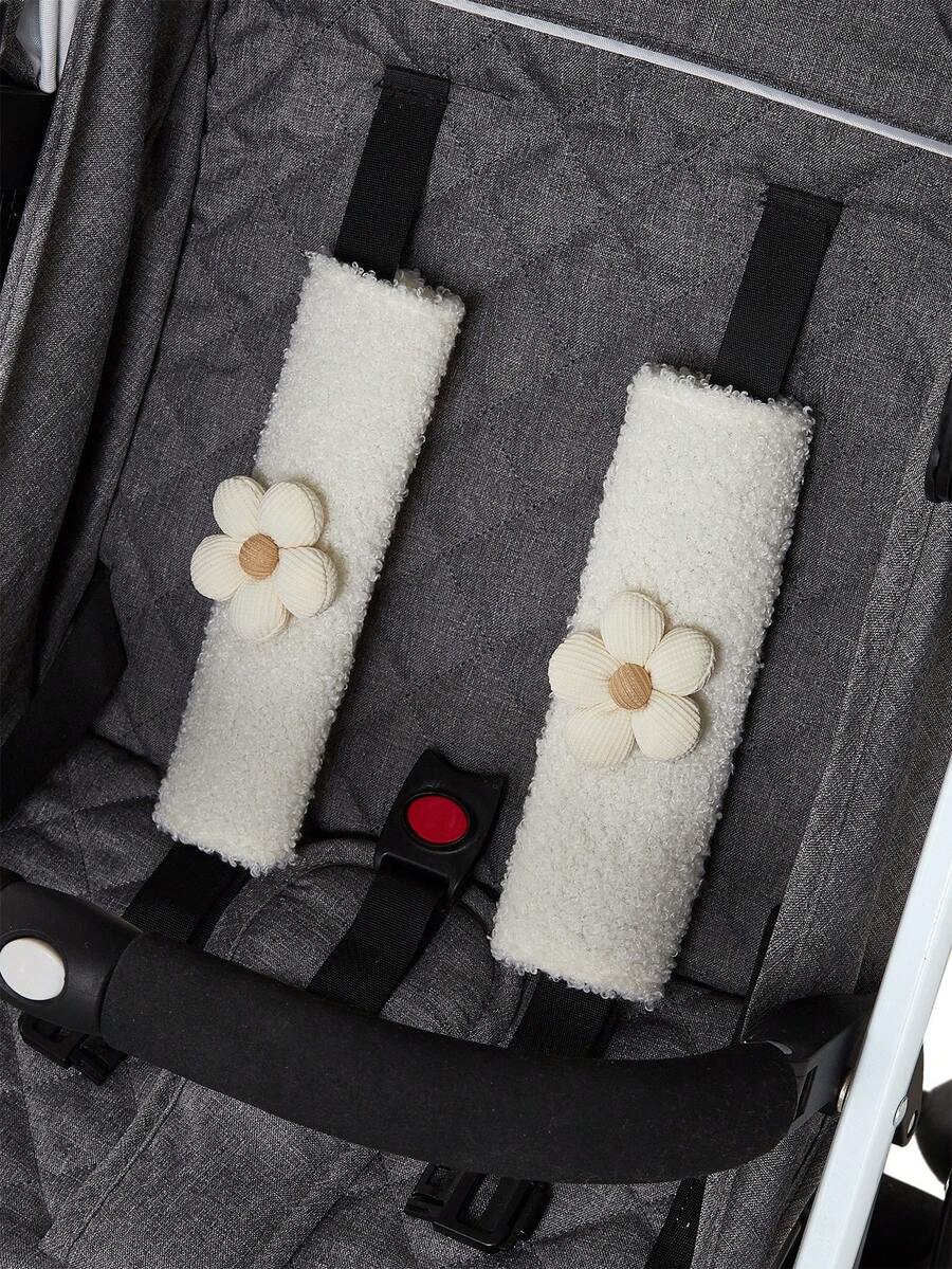 2pcs Universal Baby Stroller/car Seat Shoulder Strap Covers - Beige - View 1