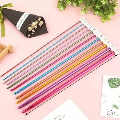 Afghan Crochet Colorful Belt Extended Crochet Hook 27cm Sweater Needle Wool Crochet Wool Knitting Aluminum Oxide Crochet Diy