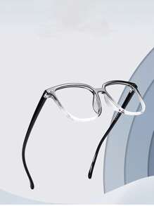 1pc女時尚黑框大框眼鏡男大臉瘦身網紅同款眼鏡框時尚平光鏡女 - 黑色 - 查看 4