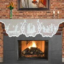 Christmas Fireplace Decorative Cloth - White - View 2