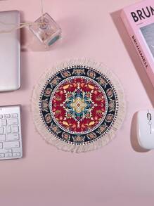 Vintage Velvet Multifunctional Mouse Pad & Cup Coaster - Maroon - View 3