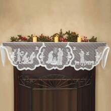 Christmas Fireplace Decorative Cloth - White - View 3