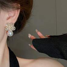 1對鍍金鋅合金白銀耳環,女士派對配件