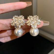 1對鍍金鋅合金白銀耳環,女士派對配件