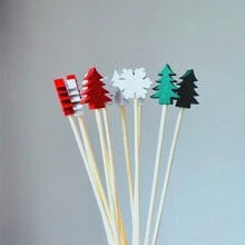 50入組聖誕水果簽一次性竹串雪花聖誕樹馴鹿聖誕老人雪人隨機款式混合 - 彩色 - 查看 1