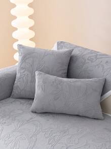 1pc Universal Season Simple Modern Seat Cushion With Plant Pattern Sofa Slipcover - Grey - View 3