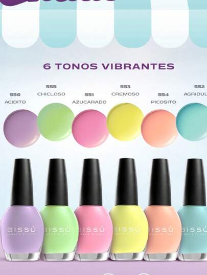 Paquete de 6 mini esmaltes colección endulzada Bissu 5ml