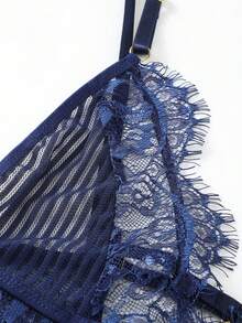 CHASE SECRET Blue Lace Spaghet Sexy Teddy Bodysuit - Blue - View 6