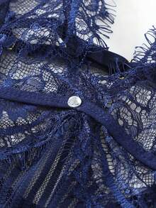 CHASE SECRET Blue Lace Spaghet Sexy Teddy Bodysuit - Blue - View 5