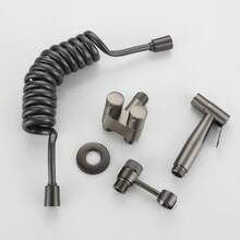 Bathroom Grey Bidet Sprayer Set 304 Stainless Steel Toilet Spray Flusher Multifunctional One Inlet Two Portable Bidet Enema Kit - Dark Grey - View 9