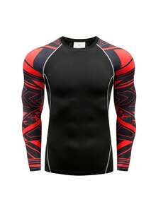 Men's Geometric Pattern Sportswear Set Gym Clothes Men, Athletic Suit, Tracksuit - Black - View 3