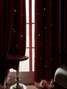 1 件彩虹渐变遮光窗帘，双层镂空星星图案，适用于客厅、卧室、儿童房，粉色独角兽墙贴 - 紅色 - 查看 6