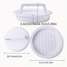 1pc Multifunctional Plastic Burger Meat Press, Hamburger Patty Mold, Hamburger Meat Press, Meat Patty Mold, Practical Kitchen Tools - White - View 2