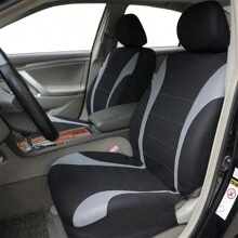 9件套女士布艺汽车座椅套，兼容安全气囊，保护座椅垫，防污时尚，全新设计，全套汽车座椅套 - 灰色 - 查看 5