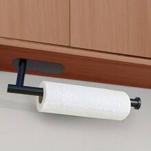 1pc Durable Self-Adhesive Tissue Holder For Under Cabinet, Bathroom, And Kitchen - Easy Installation, No Drilling Required - Keep Your Bathroom And Kitchen Organized And Clean - Black - View 6