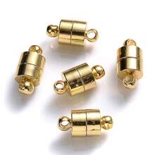 10pcs Magnetic Buckle Cylindrical End Buckle Connector with Magnetic Buckle Rope Chain DIY Bracelet Necklace - Gold - View 7