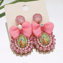 1pair Personalized Rhinestone Bowknot Dangle Earrings, Party Gift Jewelry - Oval - View 16