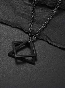 1pc Men's Triangle And Square Composite Pendant Necklace - Multicolor - View 11