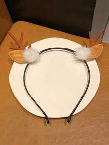 1 件裝女士卡其色聖誕主題鹿角頭帶,可愛時尚,適合節日表演和日常裝扮 - 卡其色 - 查看 6