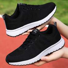 Zapatillas informales transpirables con malla y suela suave para mujer talla grande, calzado deportivo para correr, al por mayor para primavera/otoño