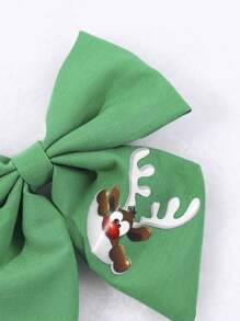 3入組/包裝聖誕主題紅、白、綠色印花蝴蝶結髮卡,適合兒童使用