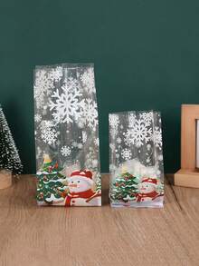 50 chiếc Túi đựng quà bằng nhựa thiết kế hình người tuyết dễ thương, Túi đóng gói kẹo/bánh/bánh quy, Túi ủng hộ tiệc Giáng sinh Túi quà tặng tiệc cưới - Nhiều màu - Xem 2