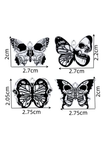 4 件骷髏蝴蝶設計 Diy 手工珠寶萬聖節禮物朋克哥德式飛行動物吊墜適用於項鍊、耳環、耳環鉤、工藝材料 - 蝴蝶型 - 查看 2